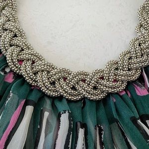 Vintage Y2K Silver Braided Colorful Halter Top